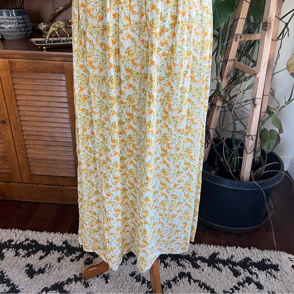 Lush Vintage Floral Yellow Midi Dress M - Picture 4 of 9